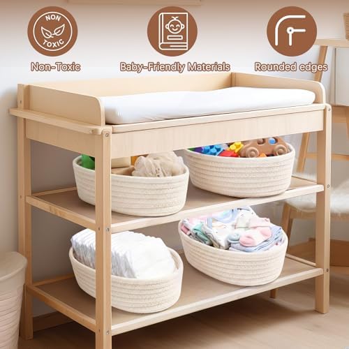Yinkin 12 Pack Small Storage Basket Cute Natural Cotton Rope Woven Basket Tiny Boho Decorative Toy Storage Bin Gift Baskets for Home Organizing, Closet, Shelf, Nursery, Bathroom(Oval,Beige) - Image 3