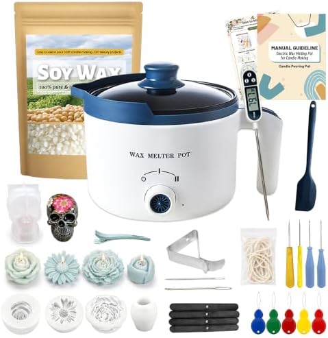 Electric Candle Making Kit for Adult with Mold and Wick Inserting Tool by WaxMelterforcandlemaking