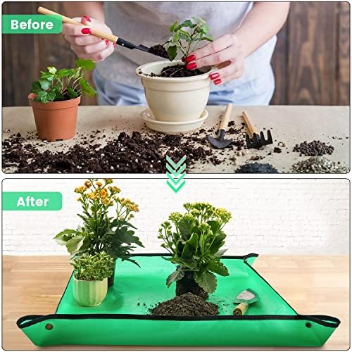 2 Pcs 26.8" x 26.8" Potting Mat for Indoor Plants Transplanting Control Mess Square Repotting Mat Gardening Gifts - Image 2
