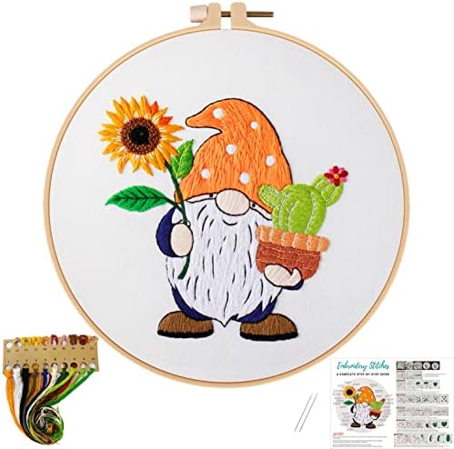 Nuberlic Embroidery Kit for Beginners Adults with Gnome Pattern by Nuberlic