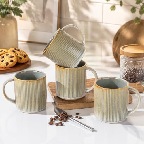 theterra Ceramic Coffee Mugs Set of 4, 14.2 oz Coffee Cups with Handle by TheTerra