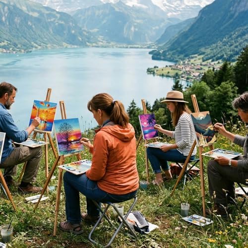 AmazingSpark 16 Pcs Pre Drawn Canvas to Paint for Adults Mountains Lakes - Image 5