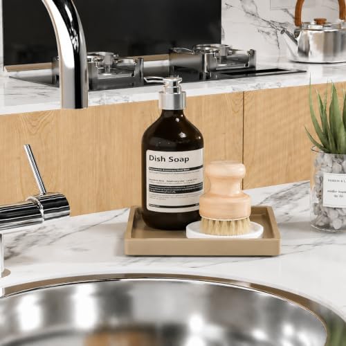 Weenson Bamboo Bathroom Vanity Tray Countertop, Decor, 7.9" x 7.9" Gold - Image 4