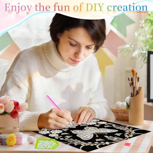 Xylzzuit DIY Pearl Painting Canvas Tote Bag Kit 11.42IN Diamond Art Handbag for Women Shopping Grocery Bag Dots Beads Art Craft Gift (Butterfly) - Image 5