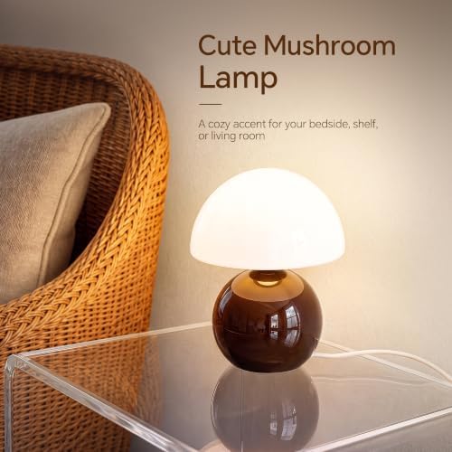 Dawnwake Mushroom Lamp Table Lamp for Bedroom-Small Desk Table Lamps,Coffee - Image 2