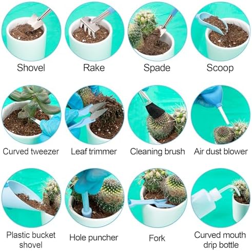 ANPHSIN 20pcs Small Gardening Tools Gifts for Women Beginners, Blue - Image 7