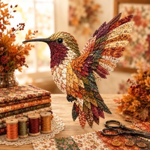 3D Patchwork Bird DIY Craft Kit, Home Wall Decor Gift, Stress Relief, Creative Handmade Art, Bird Design, Colorful, Delicate, Easy for Beginners, Unique Gift for Adults(Autumn Harvest Hummingbird) by Unknown