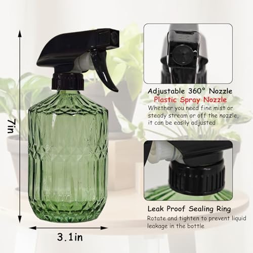 YYTSGG Glass Plant Mister Bottle, 15oz, Army Green, Adjustable Mist Nozzle - Image 2
