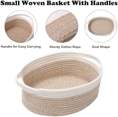 Woven Rope Basket - Baby Gift Basket with Bag & Ribbon, Mixed Brown - Image 3