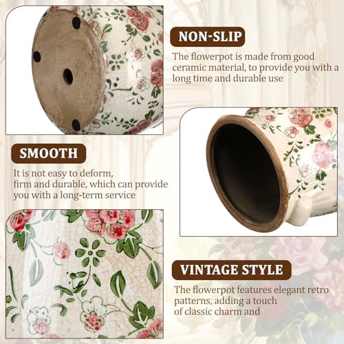 Ceramic Scroll Planter 6.5 Inch, Red Plum - Image 3
