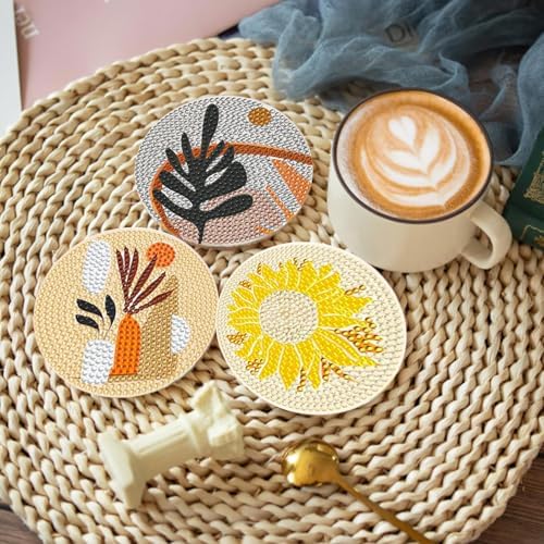 DOTSOPS 8 Pcs Landscape Diamond Painting Coasters with Holder for Beginners - Image 6