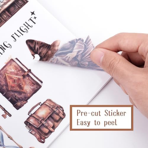 Pre-Cut Magic Sticker Book for Junk Journal, 20 Sheets Wizard Sticker Vintage Ephemera PET Washi Paper Materials for Scrapbooking, Journaling, Collage - Image 4