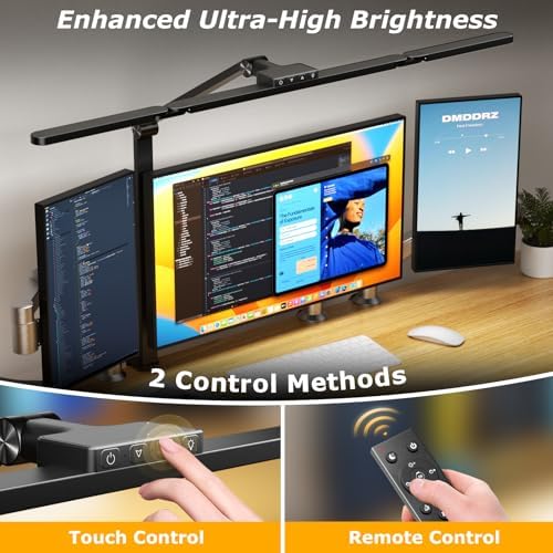 Airlonv LED Desk Lamp with Clamp, Architect Desk Lamp for Home Office with Remote, 24W Ultra-Bright Desk Light with Stepless Dimming and Stepless Color Temp, Memory Function for Study and Workbench - Image 2