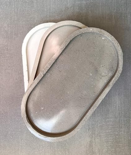 Oval Concrete Tray, Jewelry Holder, Vanity Tray, Cement Tray, Coffee Table Tray, Decorative Tray, Jewlery Tray, Bathroom Tray, Minimalist (6.87" L, Bluish Gray) - Image 4