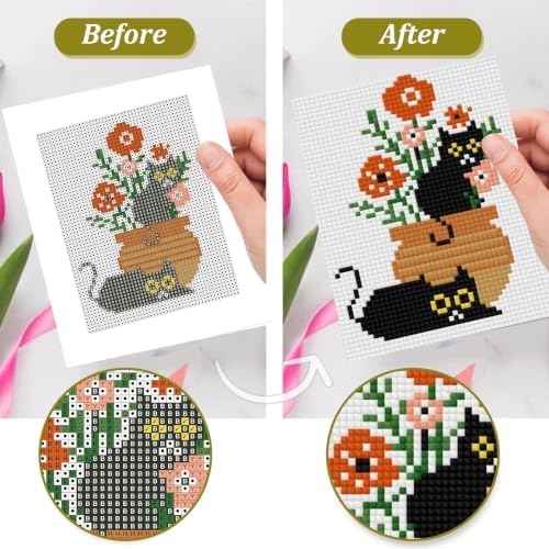 6 Pcs Small Diamond Art Kits Cats Plant Diamond Art Kits for Adults - Image 6