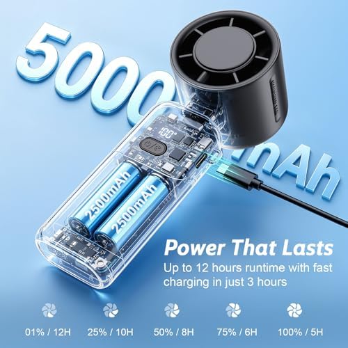 Portable Handheld Turbo Fan, 5000mAh USB-C Rechargeable Mini Pocket Fan - Image 5