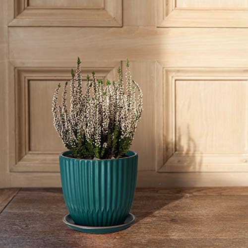 D'vine Dev 2-Pack Stoneware Planter Pots, 4.5/5.8 in, Deep Teal, 99-D-4 - Image 2