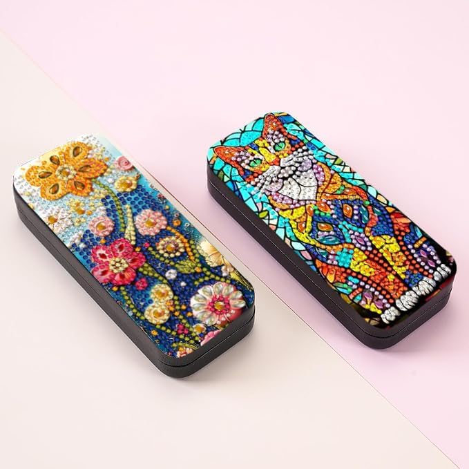 Leatrice 5d Diamond Art Kits for Adults Small Diamond Painting Kit Gem Art Paint by Diamonds Dots Eyeglasses Case DIY for Beginner Women