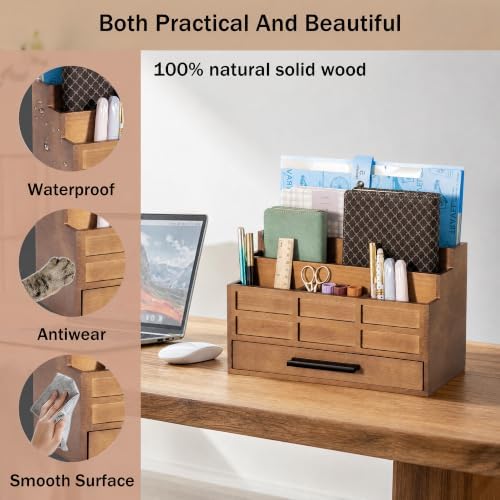 Desk Organizer with Drawer, Countertop Bill Mail Organizer and File Storage - Image 2