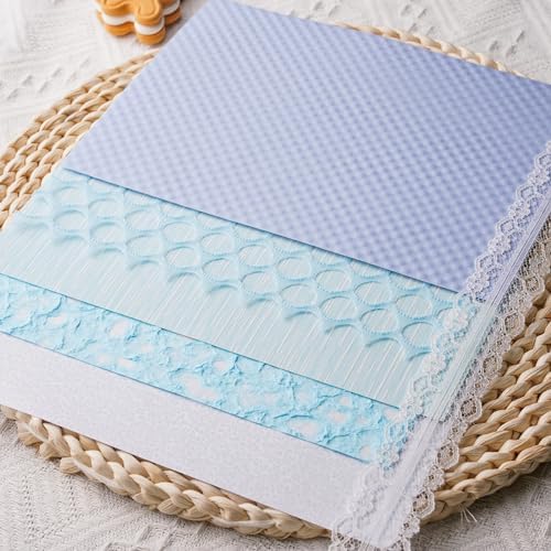 15Pcs Handmade Scrapbook Art Paper Craft Textured Paper Colorful A5 sheet Mesh Special Mix for Scrapbooking Junk Journal Journaling Supplies DIY Materials,5.8x8.2 inches (Blue) - Image 5