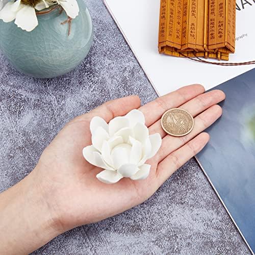 GORGECRAFT White Lotus Incense Holder Ceramic Incense Burner Flower Stick for Yoga Studio Living Room Home Decor(2.1 Inch) - Image 3