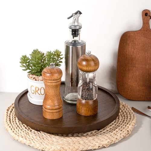Round Decorative Tray Farmhouse Kitchen Decor Soap Dish, 11" Walnut - Image 4