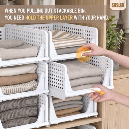 SNSLXH Closet Organizers and Storage, 5 Pack Stackable Closet Bins - Image 5