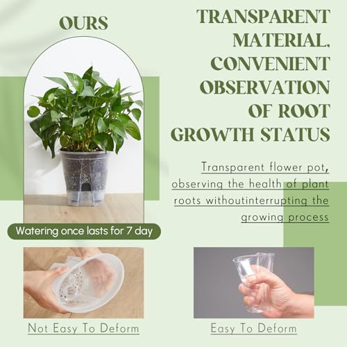 Wonderjune Self Watering Planter, 4.72'', 5.91'', 7.09'', Clear, 3 Pcs - Image 5