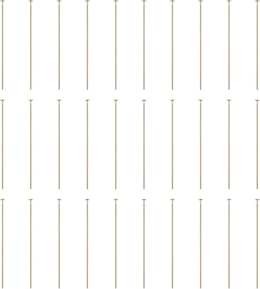 HARFINGTON 100pcs Flat Head Pins 1.57" 40mm Needles Bulk for Earring Pendant Necklace Bracelet Charm Jewelry Making Findings DIY Craft, Champagne Gold