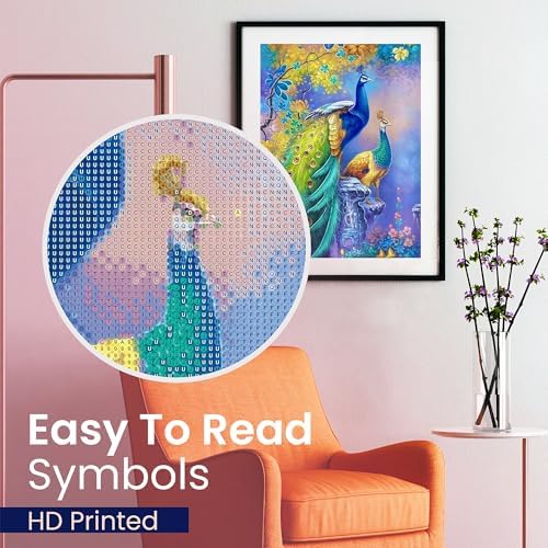 Peacock Feather Landscape Diamond Art for Adults 5D Round Drill Kit 12x16 - Image 5