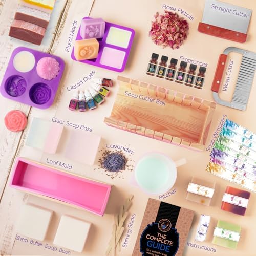 CraftZee Large  Deluxe Soap Making Kit - All-in-One Soap Making Supplies with Soap Base, Soap Cutter Box, Silicone Loaf Molds, Fragrances & More - Homemade Melt & Pour DIY Craft Kits - Image 2