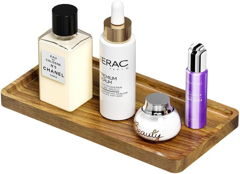WEENSON Acacia Wood Bathroom Vanity Tray for Soap Dispenser, Toiletries, Makeup, Perfume, Decor, Kitchen Tray for Counter Salt Spice, Toilet Tank Tray for Candle, Nightstand 11.8"x6.1" by Weenson