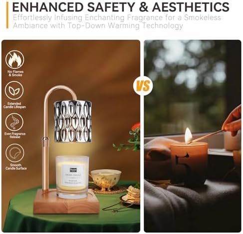TOACSUCP Candle Warmer Lamp with 3 Bulbs, Adjustable Height Dimmable Candle Warmer with Timer, Compatible with Large Jar Candles, Candle Lamp with Charming Gift Box Ribbon for Her/Him - Image 4