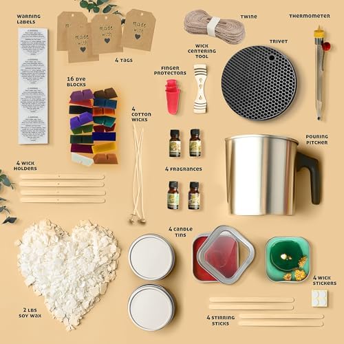Hearth & Harbor Organic Soy Candle Making Kit for Adults, DIY Crafts, Complete Candle Making Supplies Include Natural Soy Wax, Tins, Scents, Dyes, Wicks & More – Gift Idea, Perfect Home Decor – 2 Lbs - Image 2