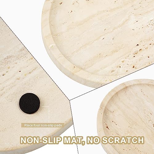 Koville Italian Travertine Tray, 12"x6" Vanity Decorative Marble Tray for Countertop, Catchall Tray for Perfume, Candles, Jewelry Dish Tray - Image 3