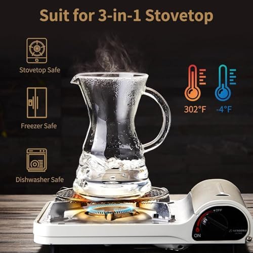 Unbreakable - 18 Pack Pour Over Coffee Maker with Permanent Stainless Filter 27 fl oz, Thickened Heat-Resistant Borosilicate Glass Dripper Coffee Brewer, Stovetop Safe - Image 6