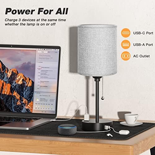 Small Bedside Table Lamp for Bedroom - Desk Lamp with USB Ports for Dorm - Image 3