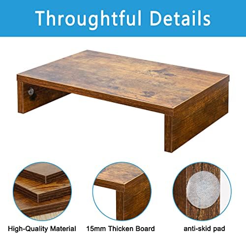 TEAMIX Wood Monitor Stand Riser for Desk - 14.2 inch, Small Laptop Stand - Image 4
