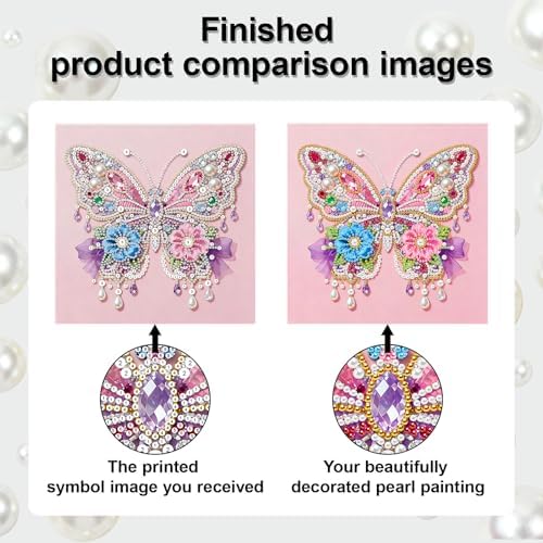 Xylzzuit Pearl Painting Kit with Frame 9.84x9.84IN Colorful DIY Gemstone Pearls Beads Art Craft for Adults Home Desktop Wall Decor (Butterfly02) - Image 6