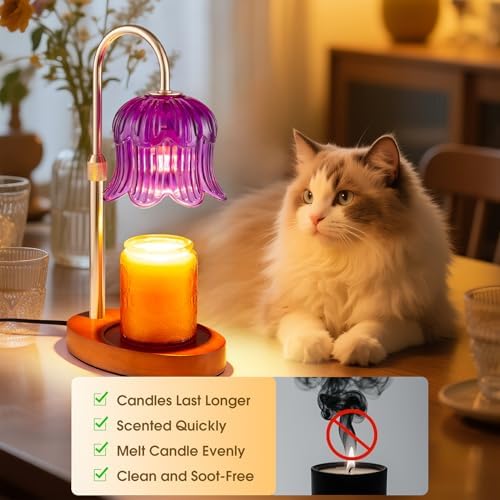 Candle Warmer Lamp Adjustable Timer Electric－Purple Flower-Shaped Wax lamp - Image 5