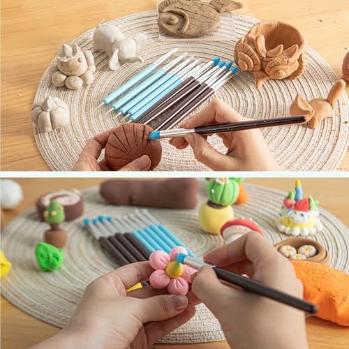 UUSYCUN 10PCS Silicone Clay Sculpting Tool, 2-Way Clay Shaper & Sculpter Brushes Tools for Modeling, Dotting, Polymer Clay, Pottery Crafts, Nail Art, Rock, Blending, Drawing, Air Dry Clay, Ceramics - Image 6