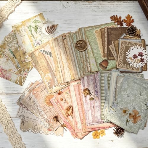 315 Sheets Vintage Scrapbook Supplies Paper Pack with Floral PET Stickers - Image 4