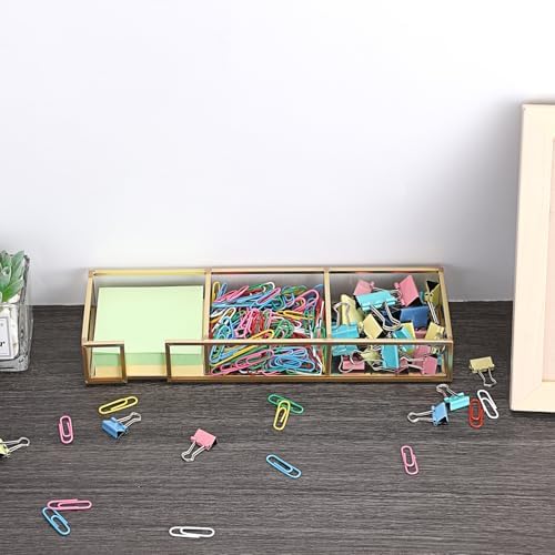 BTSKY Golden Glass 3 In 1 3x3 Inch Sticky Note Holder with Non-Slip Pads - Image 5