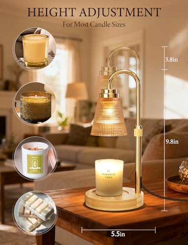 Candle Warmer Lamp with Timer Dimmable, Lamp Candle Warmer Birthday Gifts for Women, Black Adjustable Wax Melter Warmer for Jar Candles, House Warming Gift Home Decor - Image 4