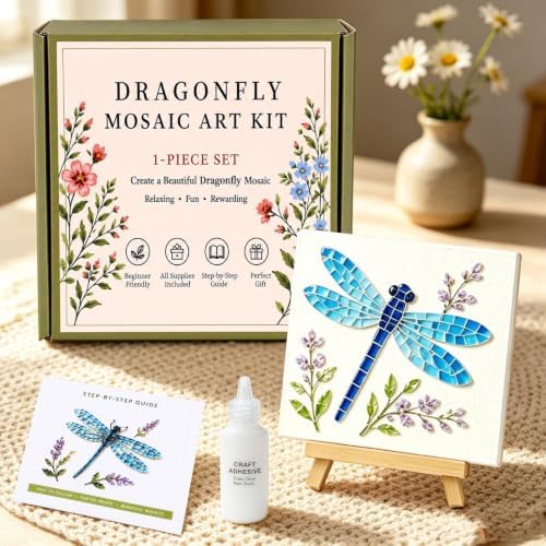 Hummingbird Mosaic Art Kit for Adults: DIY Floral Acrylic Art Kits with Pre-Cut Pieces, Glue & Tools - Complete Mosaic Kits for Creative Home Decor & Relaxing Craft, C by Unknown