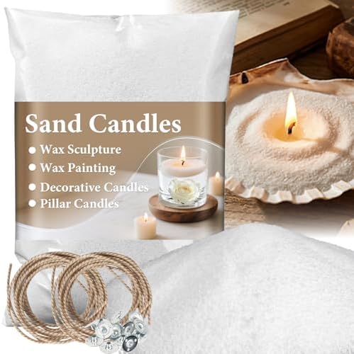 Sukh 15oz Sand Candles with Wicks - White Candle Sand Refillable Wax by Sukh