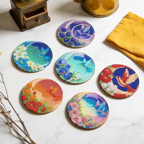 Leatrice 8 PCS Small Diamond Art Coasters Diamond Painting Kits for Adults - Image 6