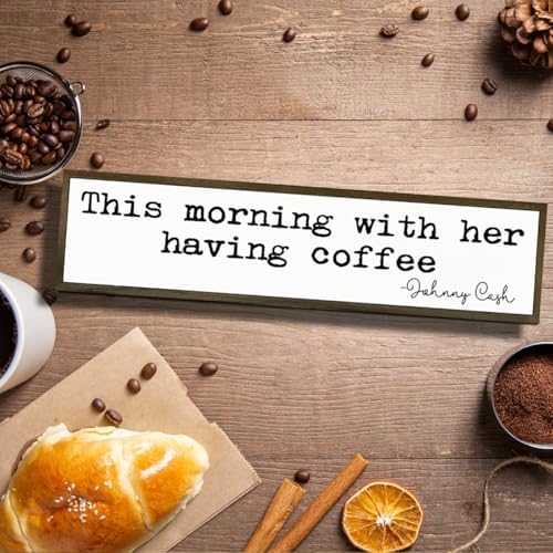 Coffee Decor, Modern Farmhouse Decors for Home Kitchen, Cafe Wall Art, Coffee Lover Gift for Housewarming, This Morning with Her Having Coffee Signs, Johnny Cash Sign, 17.8x4x1.2 inches - Image 4