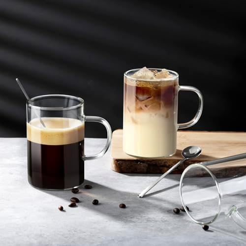 ecooe 16oz Borosilicate Glass Coffee Mugs Set of 4, for Cappuccino, Latte - Image 5