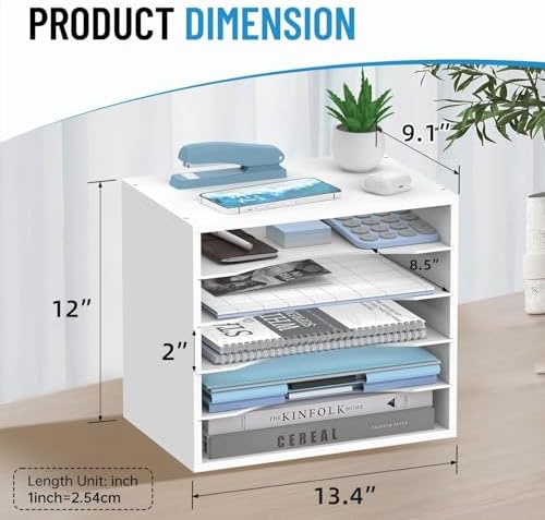 5-Tier Paper Organizer for Desk, Adjustable Mail Organizer, White - Image 3